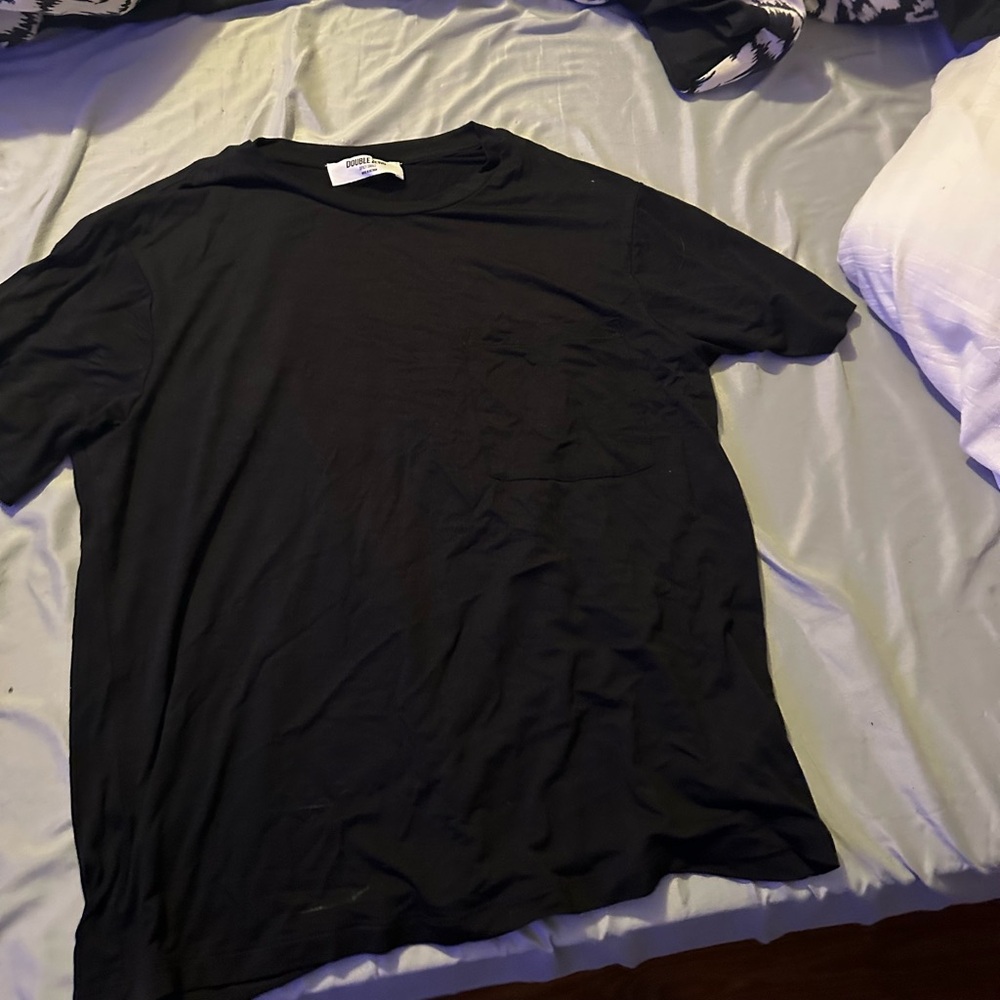 black flowy t shirt with chest pocket